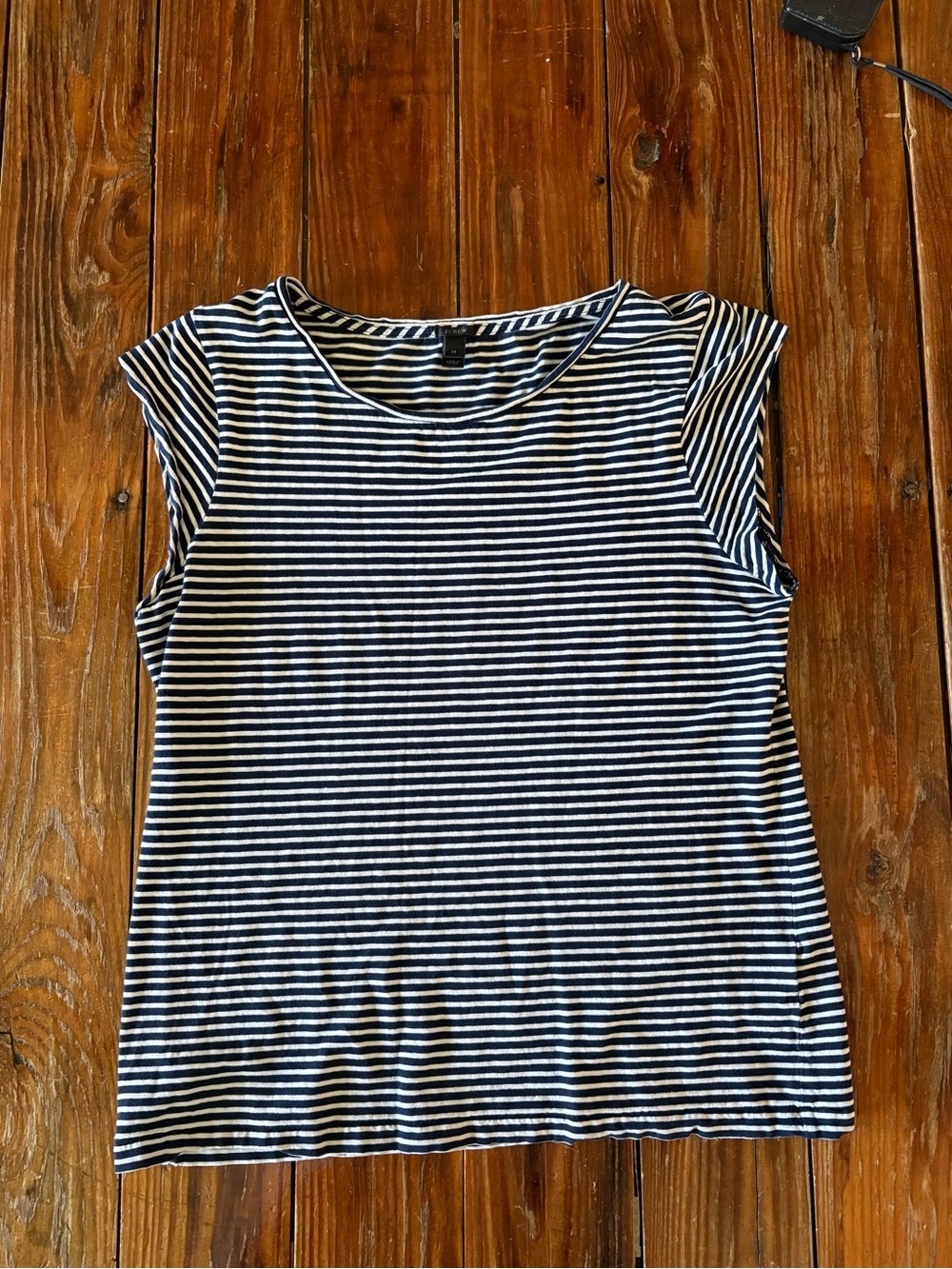 J. Crew Navy and White Striped Cap-Sleeve Tee